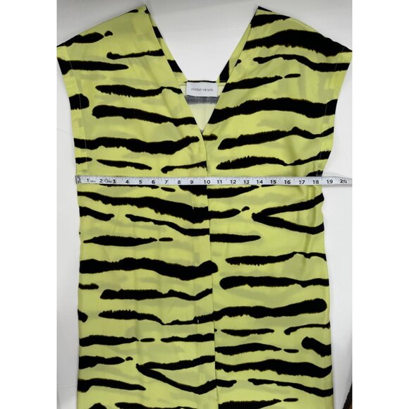 Christian Wijnants Womens V-Neck Lime with Wild Stripes Zebra Print Dress Size 4 - Picture 7 of 11